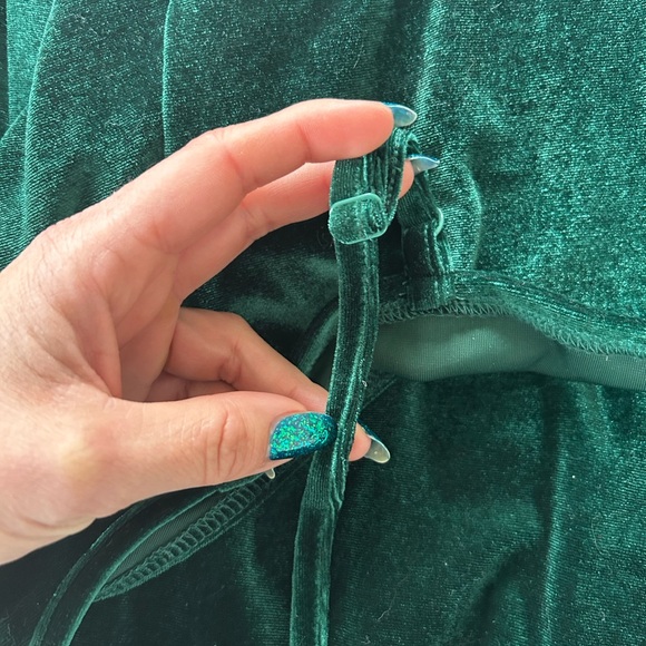 Emerald Green Velvet Wrap Dress - Picture 7 of 7